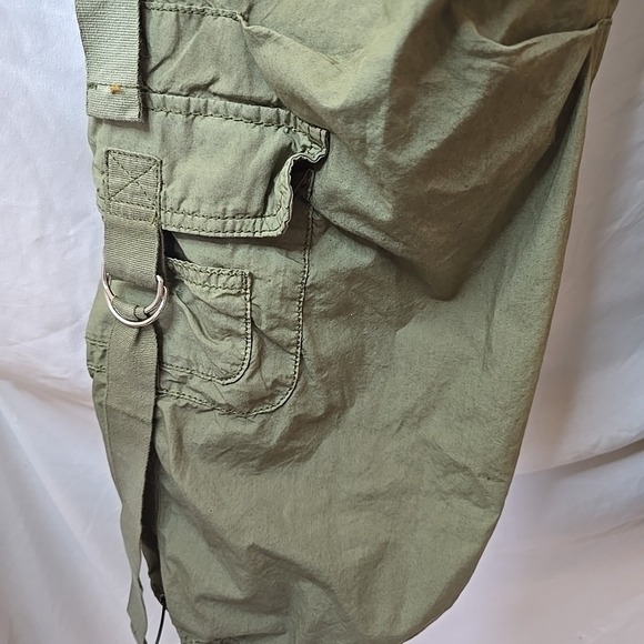 Garage Low Rise Baggy Cargo Pants Green Sz M Buckles Y2K Grunge 90s Festival - Picture 6 of 16